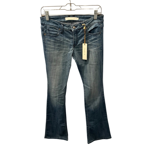 Franky B Flared Wide Leg Low Rise Denim Blue Jeans Size 26 Cotton Made In USA - Picture 1 of 5